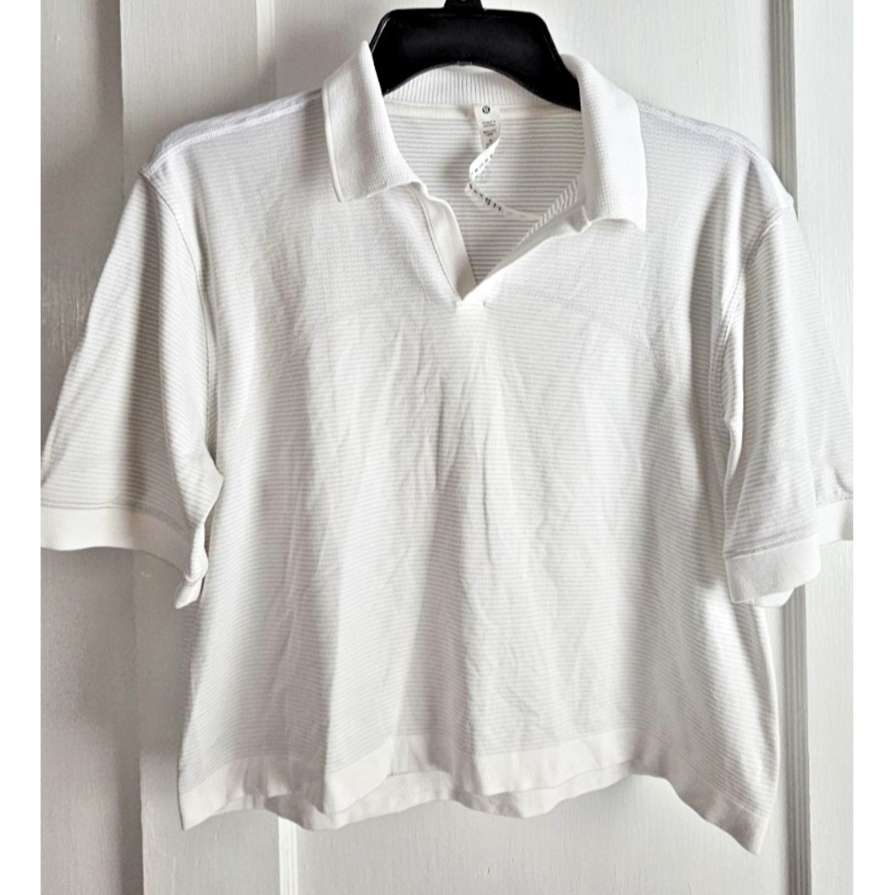 Lululemon swiftly tech relaxed fit polo shirt white Sz 8